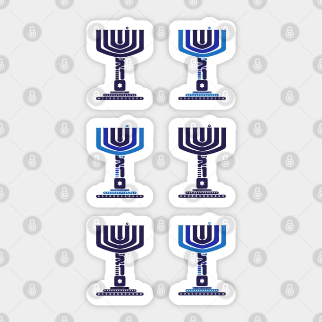 Sticker Pack Colourful Blue Menorah Shalom Sticker by MeLoveIsrael